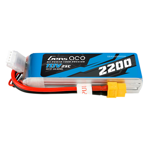 Gens Ace 2200mAh 3s 25-50c Lipo Battery Pack XT60 | Next FPV