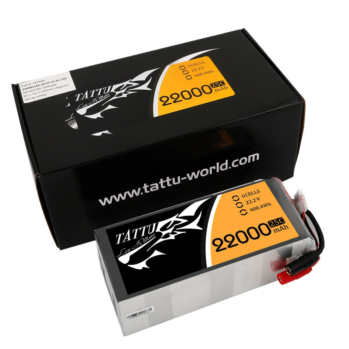 Tattu 22000mah 22.2v 25c 6s Lipo Battery with AS150 + XT150